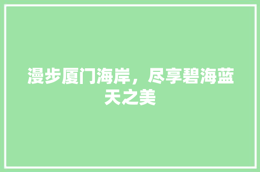 漫步厦门海岸，尽享碧海蓝天之美  第1张