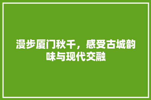 漫步厦门秋千，感受古城韵味与现代交融  第1张