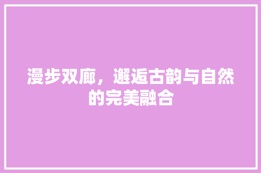 漫步双廊，邂逅古韵与自然的完美融合