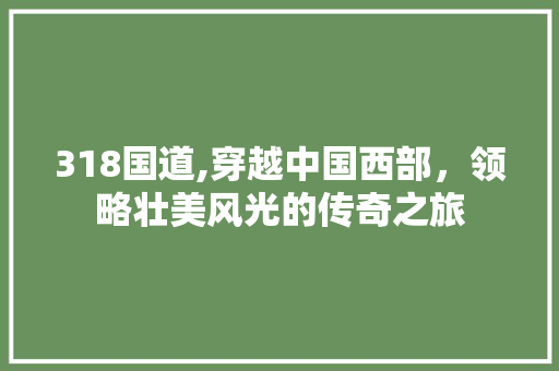 318国道,穿越中国西部，领略壮美风光的传奇之旅