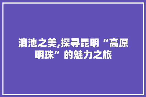 滇池之美,探寻昆明“高原明珠”的魅力之旅