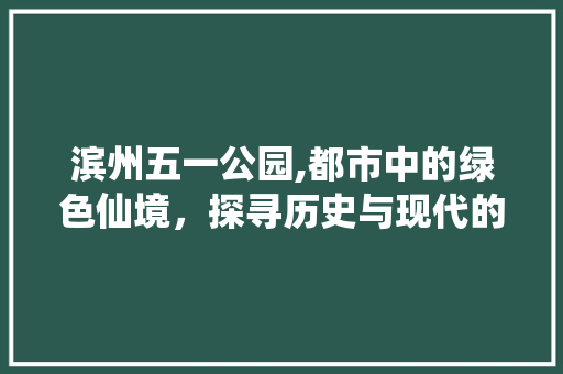 滨州五一公园,都市中的绿色仙境，探寻历史与现代的交融