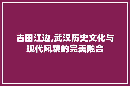 古田江边,武汉历史文化与现代风貌的完美融合  第1张