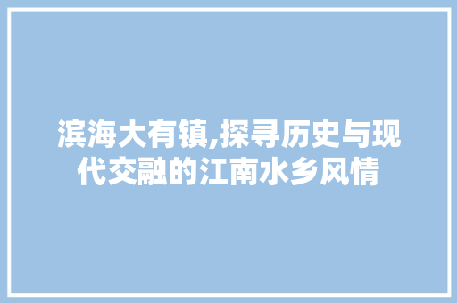 滨海大有镇,探寻历史与现代交融的江南水乡风情  第1张