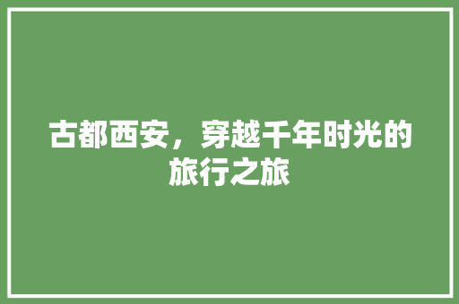 古都西安，穿越千年时光的旅行之旅  第1张