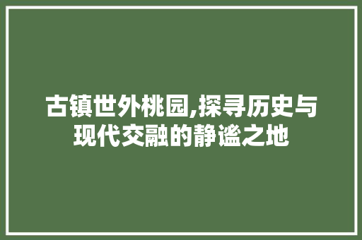 古镇世外桃园,探寻历史与现代交融的静谧之地  第1张