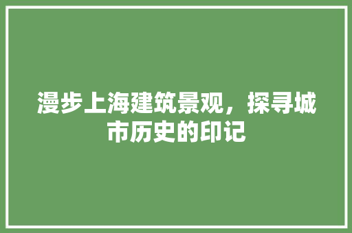 漫步上海建筑景观，探寻城市历史的印记  第1张