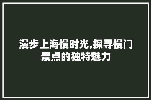 漫步上海慢时光,探寻慢门景点的独特魅力  第1张