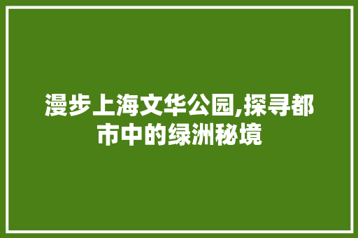 漫步上海文华公园,探寻都市中的绿洲秘境  第1张