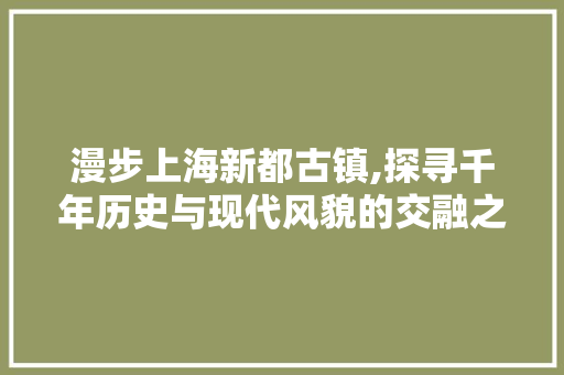 漫步上海新都古镇,探寻千年历史与现代风貌的交融之地  第1张