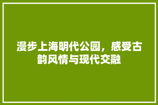 漫步上海明代公园，感受古韵风情与现代交融  第1张