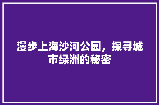 漫步上海沙河公园，探寻城市绿洲的秘密  第1张