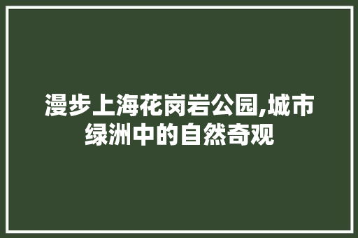 漫步上海花岗岩公园,城市绿洲中的自然奇观  第1张