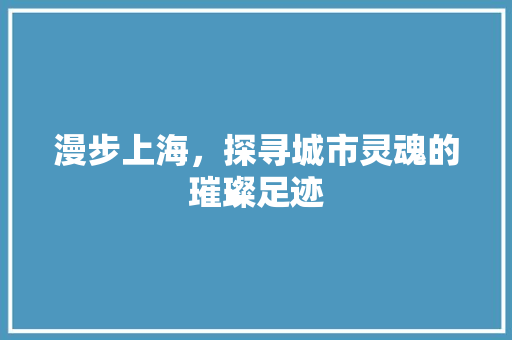 漫步上海，探寻城市灵魂的璀璨足迹