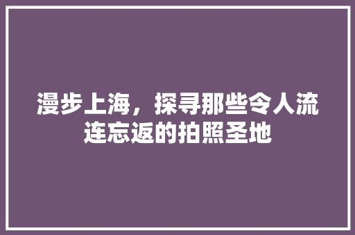 漫步上海，探寻那些令人流连忘返的拍照圣地  第1张