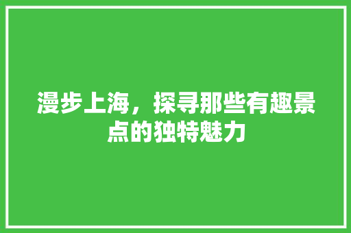 漫步上海，探寻那些有趣景点的独特魅力  第1张