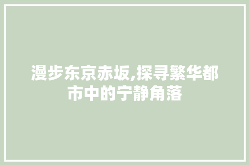 漫步东京赤坂,探寻繁华都市中的宁静角落  第1张