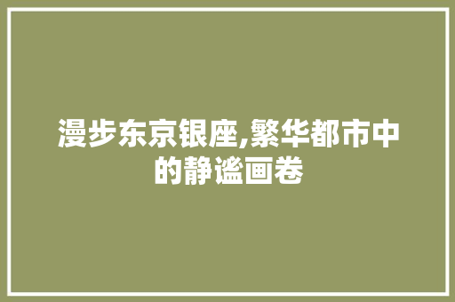 漫步东京银座,繁华都市中的静谧画卷  第1张