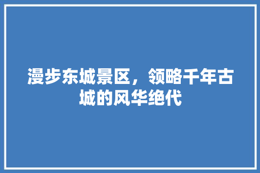 漫步东城景区，领略千年古城的风华绝代