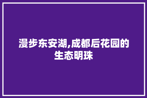 漫步东安湖,成都后花园的生态明珠