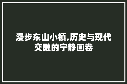 漫步东山小镇,历史与现代交融的宁静画卷