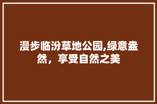 漫步临汾草地公园,绿意盎然，享受自然之美