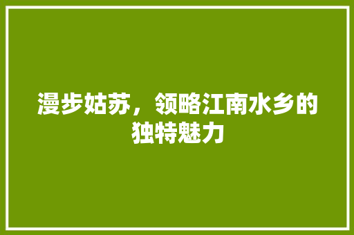 漫步姑苏，领略江南水乡的独特魅力