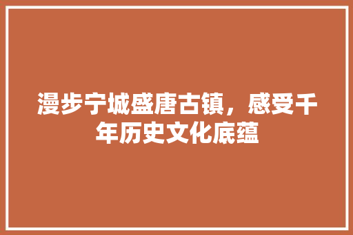 漫步宁城盛唐古镇，感受千年历史文化底蕴