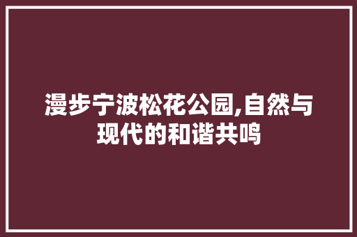 漫步宁波松花公园,自然与现代的和谐共鸣