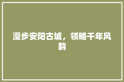 漫步安阳古城，领略千年风韵