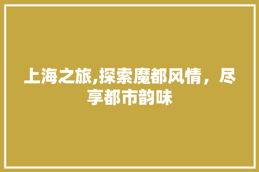 上海之旅,探索魔都风情，尽享都市韵味  第1张