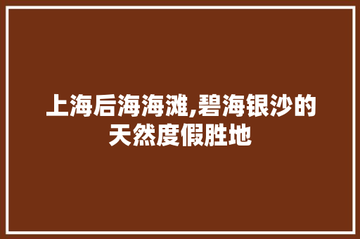 上海后海海滩,碧海银沙的天然度假胜地