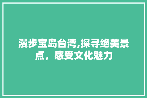 漫步宝岛台湾,探寻绝美景点，感受文化魅力