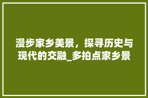 漫步家乡美景，探寻历史与现代的交融_多拍点家乡景点之旅