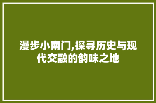 漫步小南门,探寻历史与现代交融的韵味之地  第1张