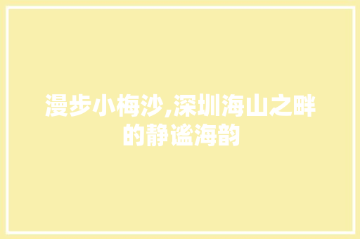 漫步小梅沙,深圳海山之畔的静谧海韵