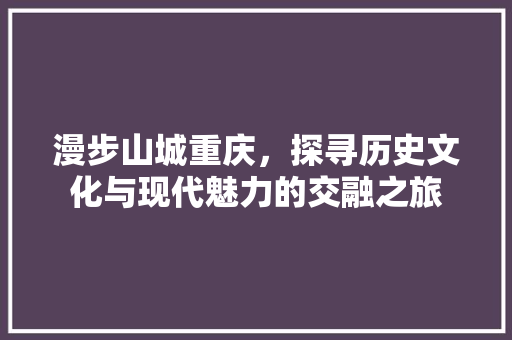 漫步山城重庆，探寻历史文化与现代魅力的交融之旅