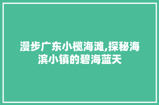 漫步广东小榄海滩,探秘海滨小镇的碧海蓝天