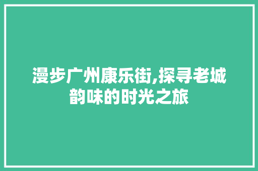 漫步广州康乐街,探寻老城韵味的时光之旅