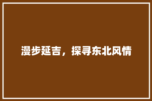 漫步延吉，探寻东北风情