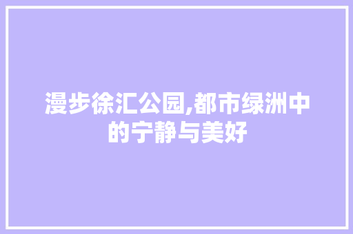 漫步徐汇公园,都市绿洲中的宁静与美好  第1张