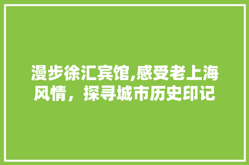 漫步徐汇宾馆,感受老上海风情，探寻城市历史印记