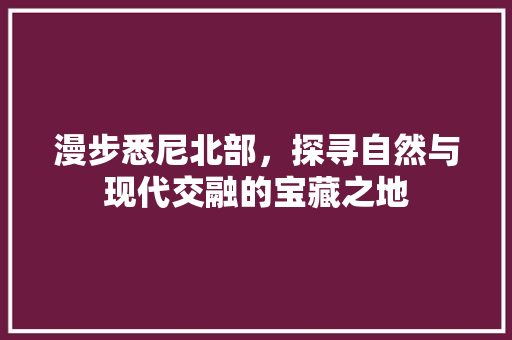 漫步悉尼北部，探寻自然与现代交融的宝藏之地