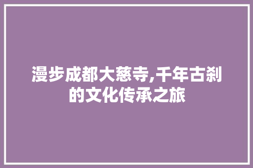 漫步成都大慈寺,千年古刹的文化传承之旅