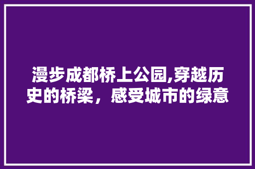 漫步成都桥上公园,穿越历史的桥梁，感受城市的绿意