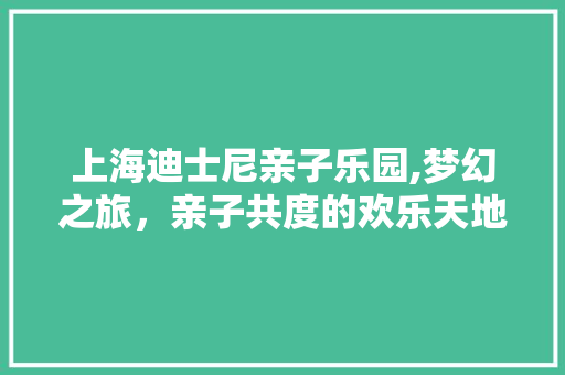 上海迪士尼亲子乐园,梦幻之旅，亲子共度的欢乐天地