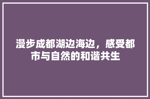 漫步成都湖边海边，感受都市与自然的和谐共生