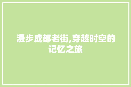 漫步成都老街,穿越时空的记忆之旅  第1张