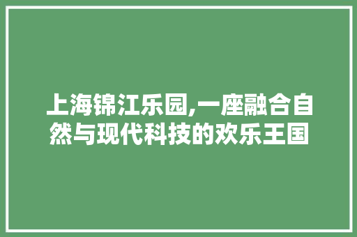 上海锦江乐园,一座融合自然与现代科技的欢乐王国