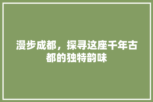 漫步成都，探寻这座千年古都的独特韵味  第1张